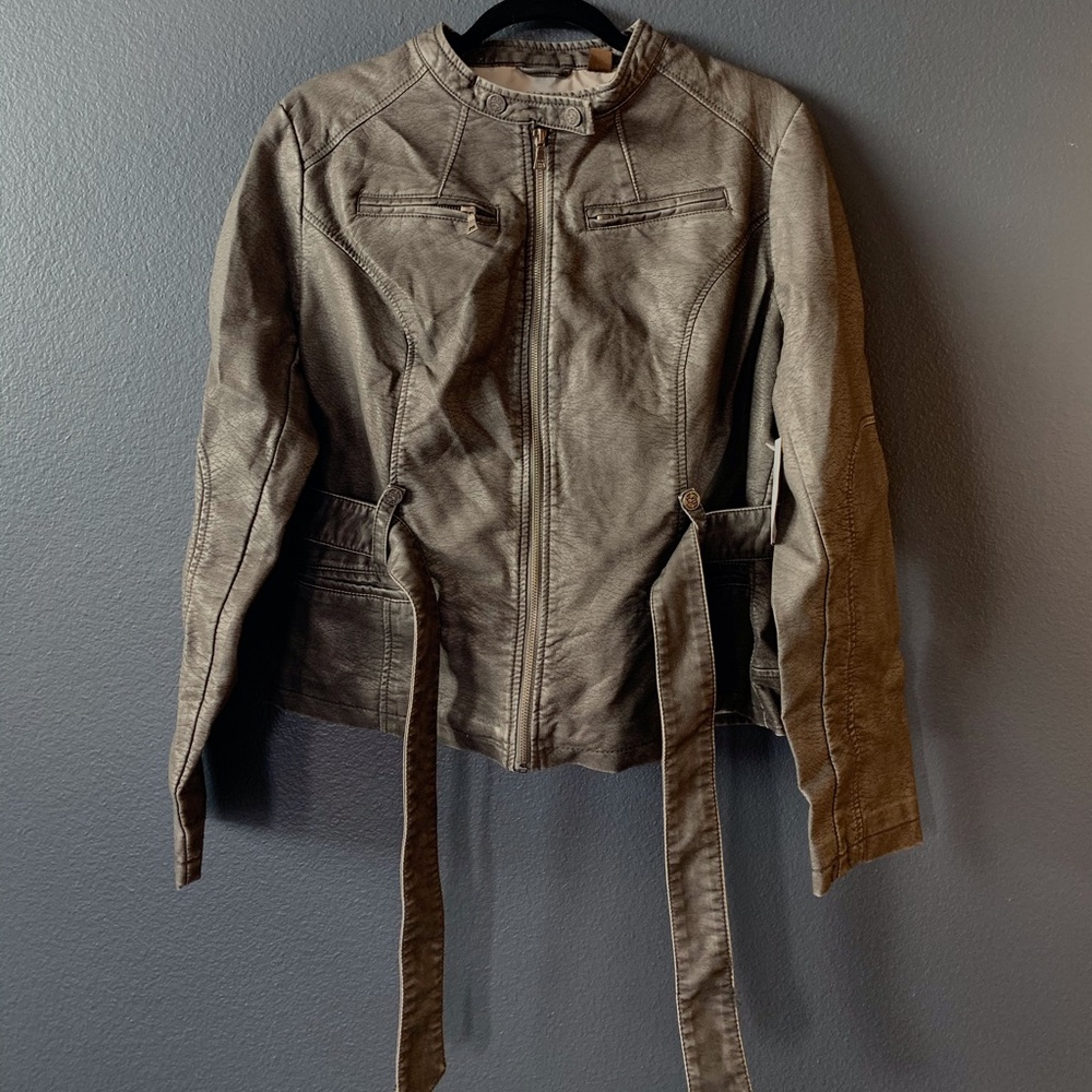 Pewter gray faux leather jacket